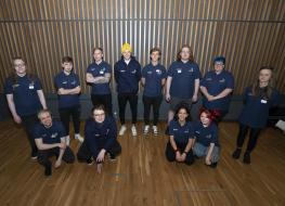 Photograph of 12 City of Glasgow College competitors for WorldSkills National Finals 