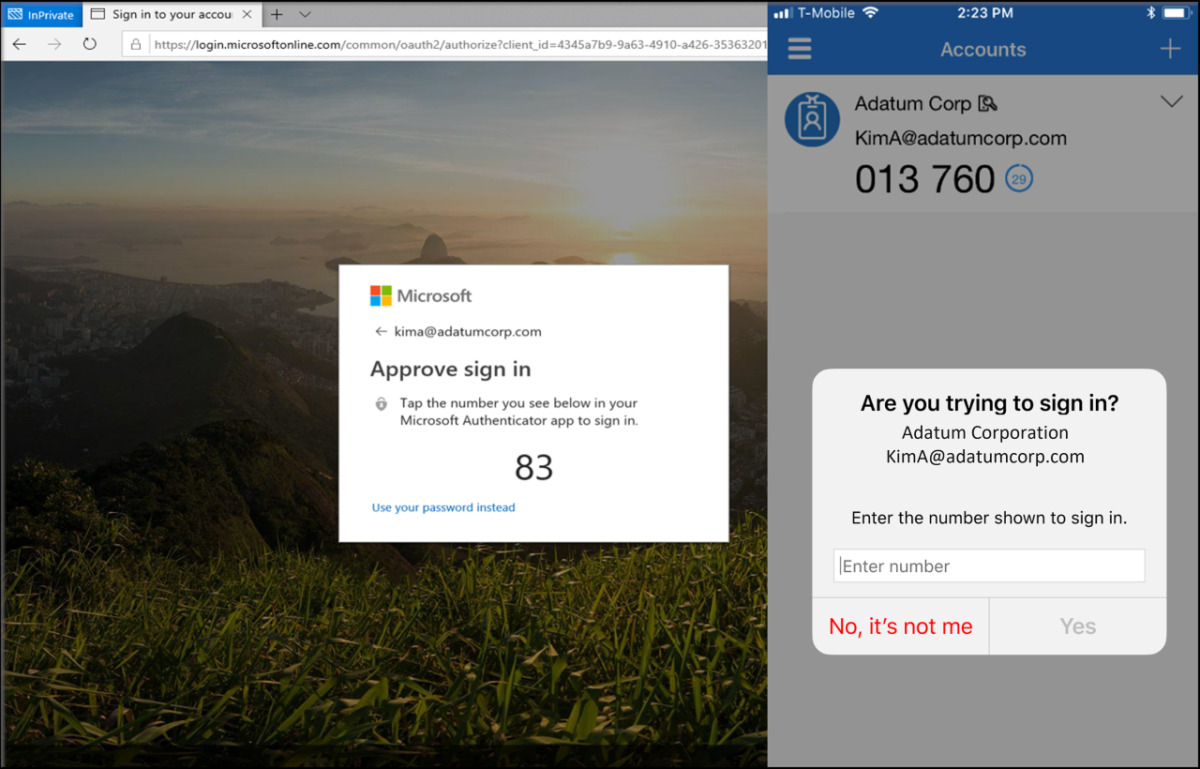 Microsoft Authenticator screenshot