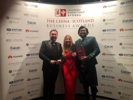 Roy Gardner, Carla Gethin, Ranjith Sankaranarayanan photographed at China-Scotland Business Awards  