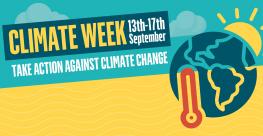 Image with text saying take action against climate change 