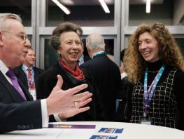 Princess Royal Anne talking with Paul Little, City of Glasgow College principal and a nautical lecturer 