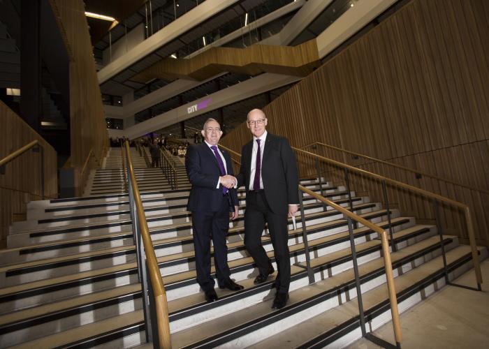 Deputy First Minister John Swinney launches completed £228m super college