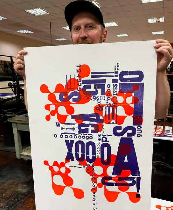 Lukáš Suchý with his artwork