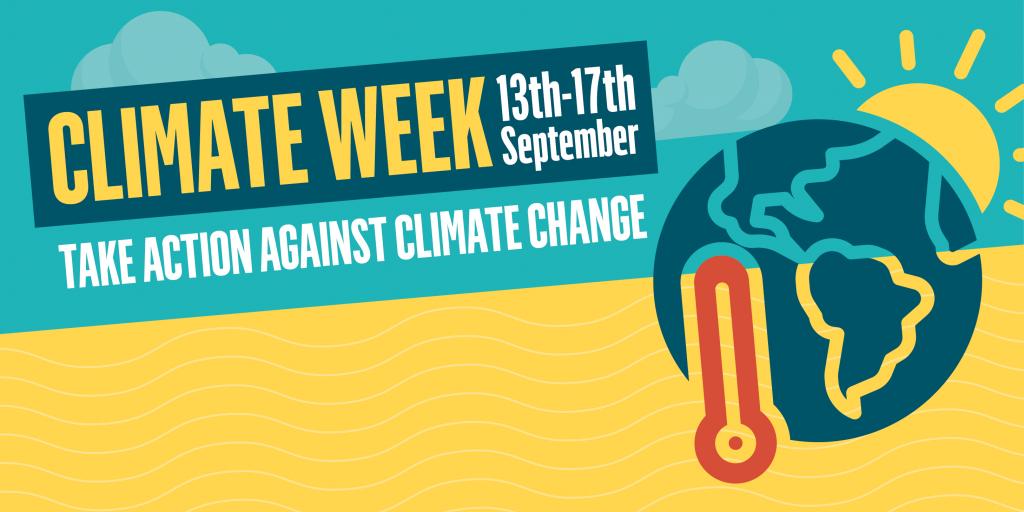 Image with text saying take action against climate change