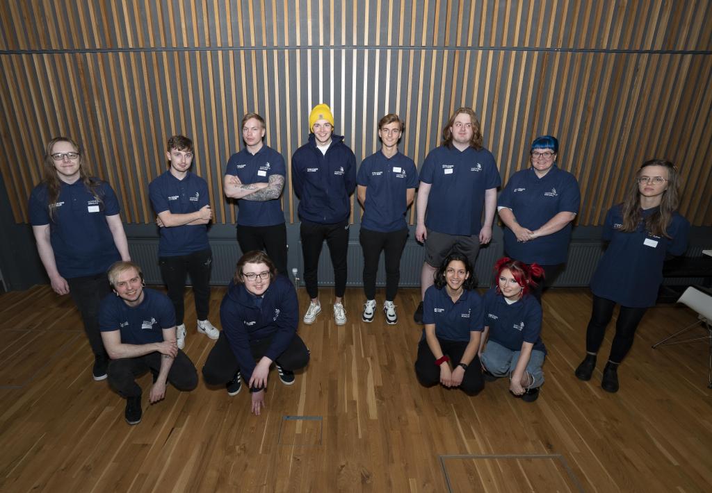 Photograph of 12 City of Glasgow College competitors for WorldSkills National Finals