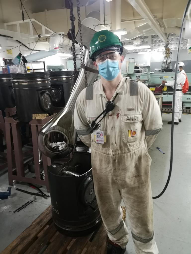 Andrew Robertson, Bevis Minter Award Nominee, pictured on board his ship
