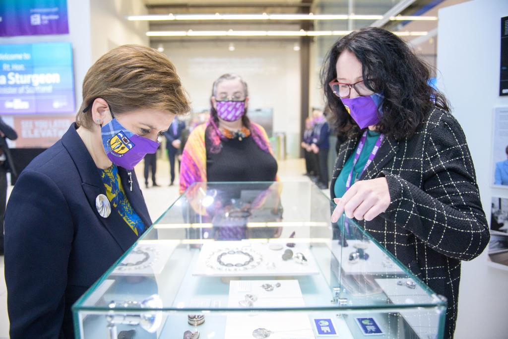 Photo of First Minister, Lisa McGovern (Curriculum Head) and Aileen Dickie-Adams
