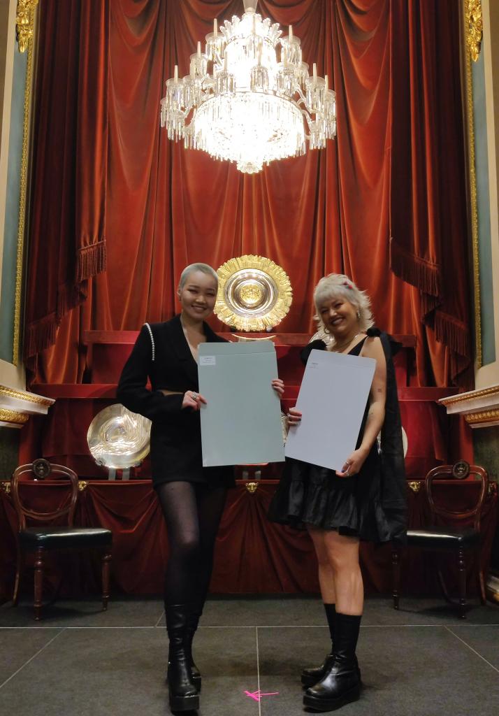Zulaa Fleming and Faith Wylie, City of Glasgow College HND Jewellery Students receiving their awards.