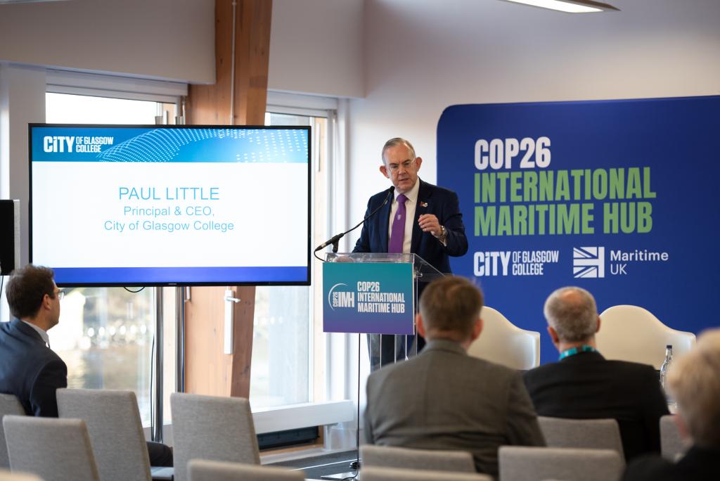 Principal Paul Little speaking at Voyage to Carbon Zero Seminar