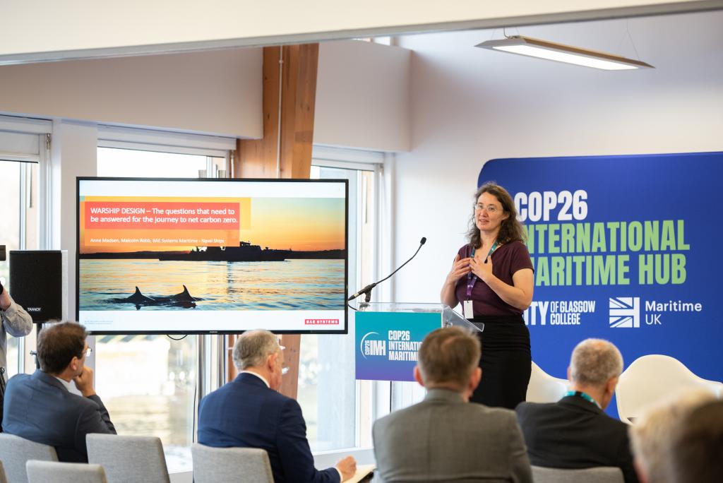 Anne Madsen, BAE Systems, speaking at Voyage to Carbon Zero Seminar