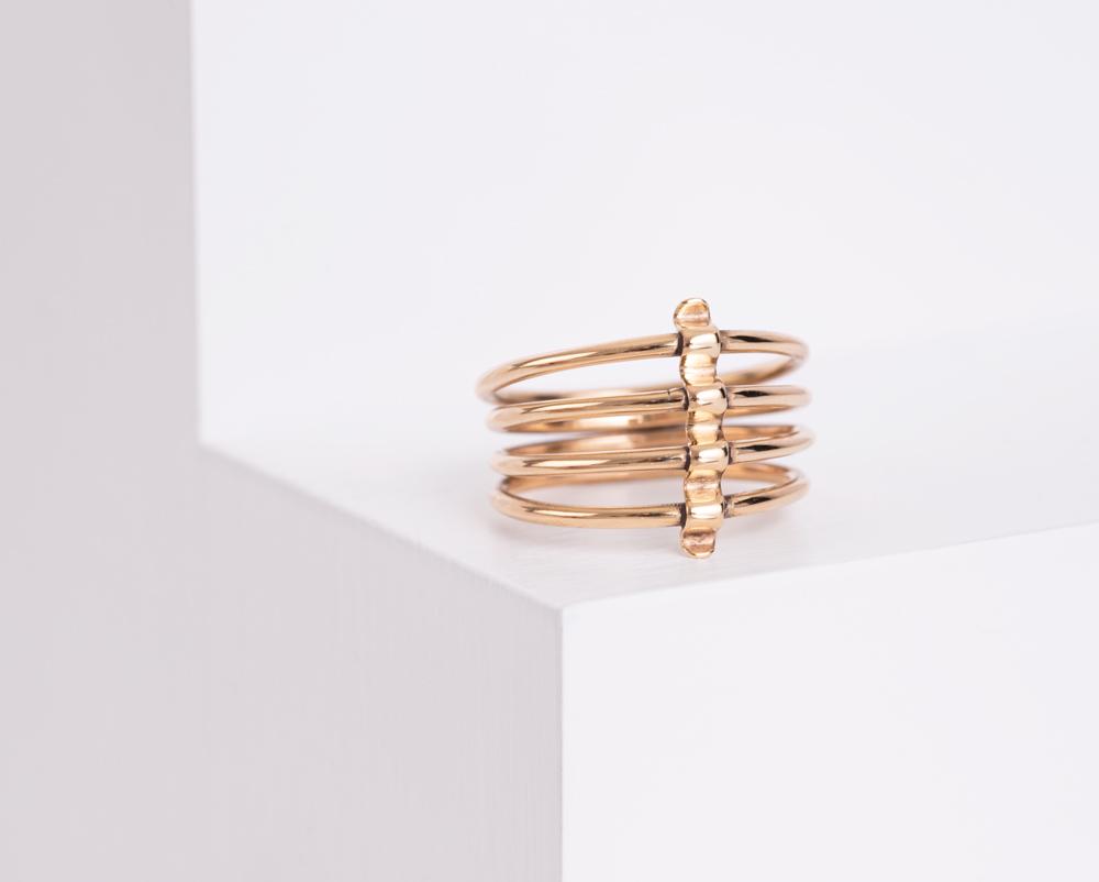 Gold ring designed by Danielle Murray, HND jewellery student