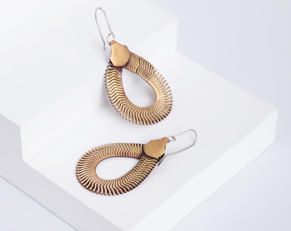 Earrings designed by Eryn Glass, HND jewellery student