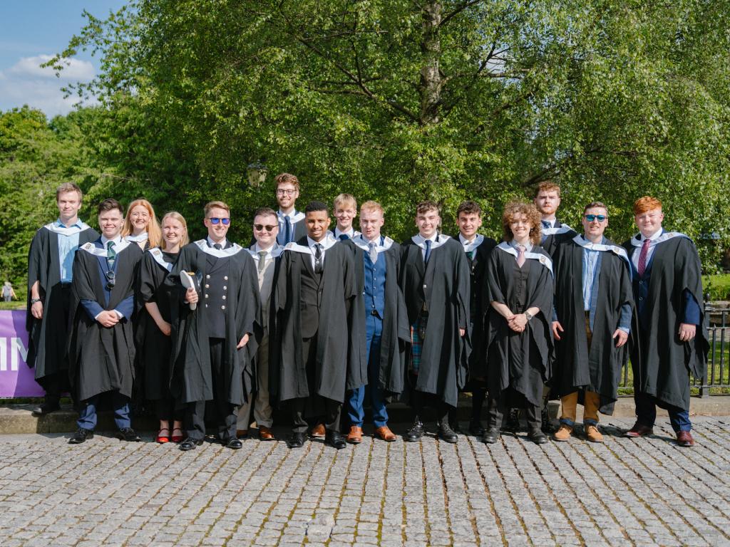 Group shot of student outside the Cathedral.