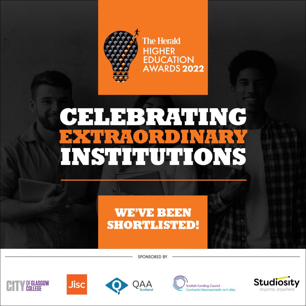 The Herald Higher Education Awards 2022. Celebrating Extraordinary Institutions. We've been shortlisted!