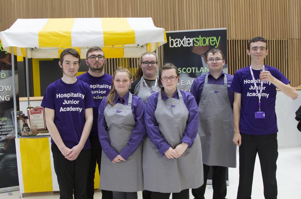 Hospitality students in the atrium at City campus.