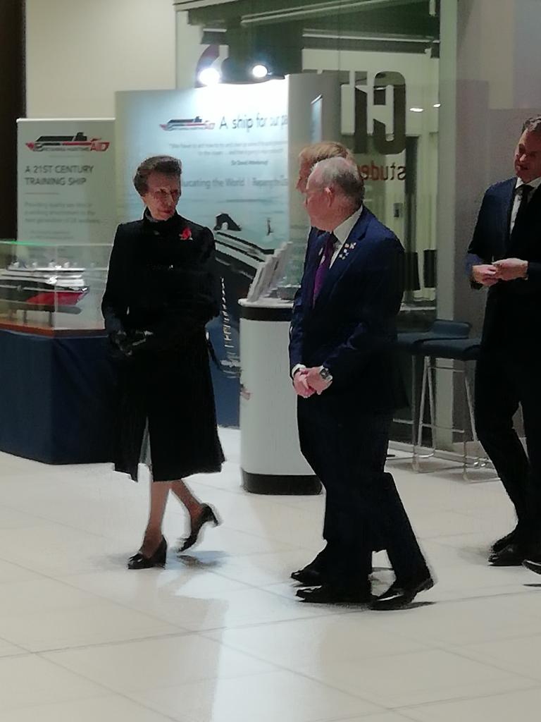 HRH The Princess Royal arrives at the International Maritime Hub.