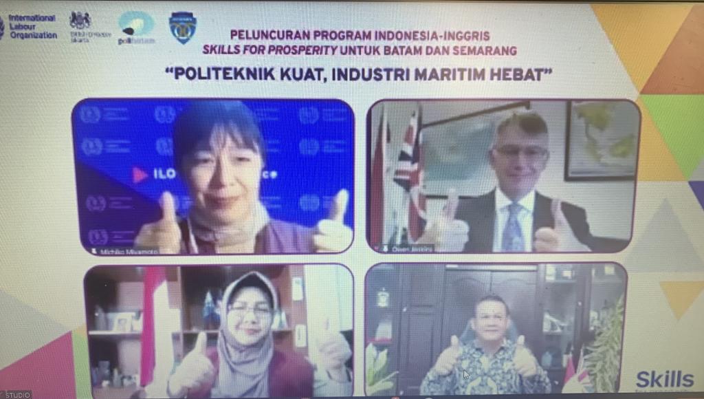 Screen shot of representatives at the launch of Indonesia's Skills for Prosperity Programme