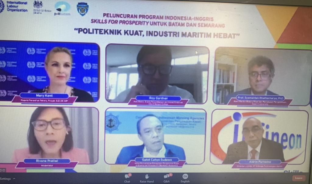 Screen shot of representatives at the launch of Indonesia's Skills for Prosperity Programme
