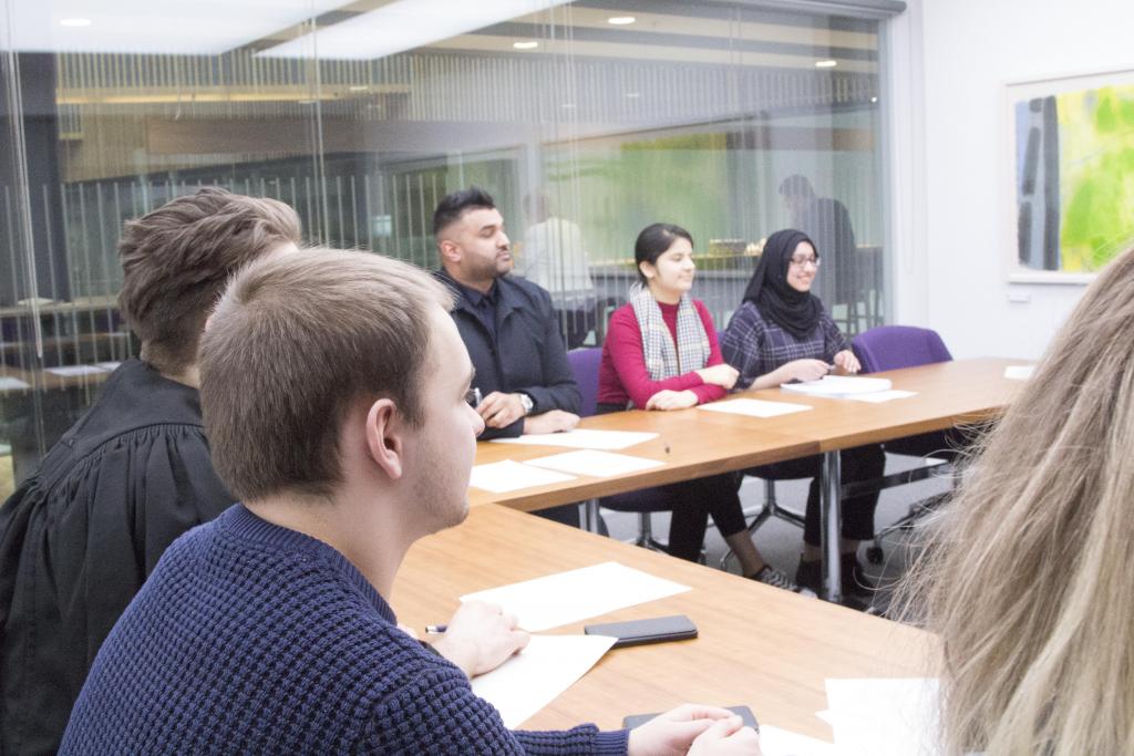 Legal Studies students in mock court set up.