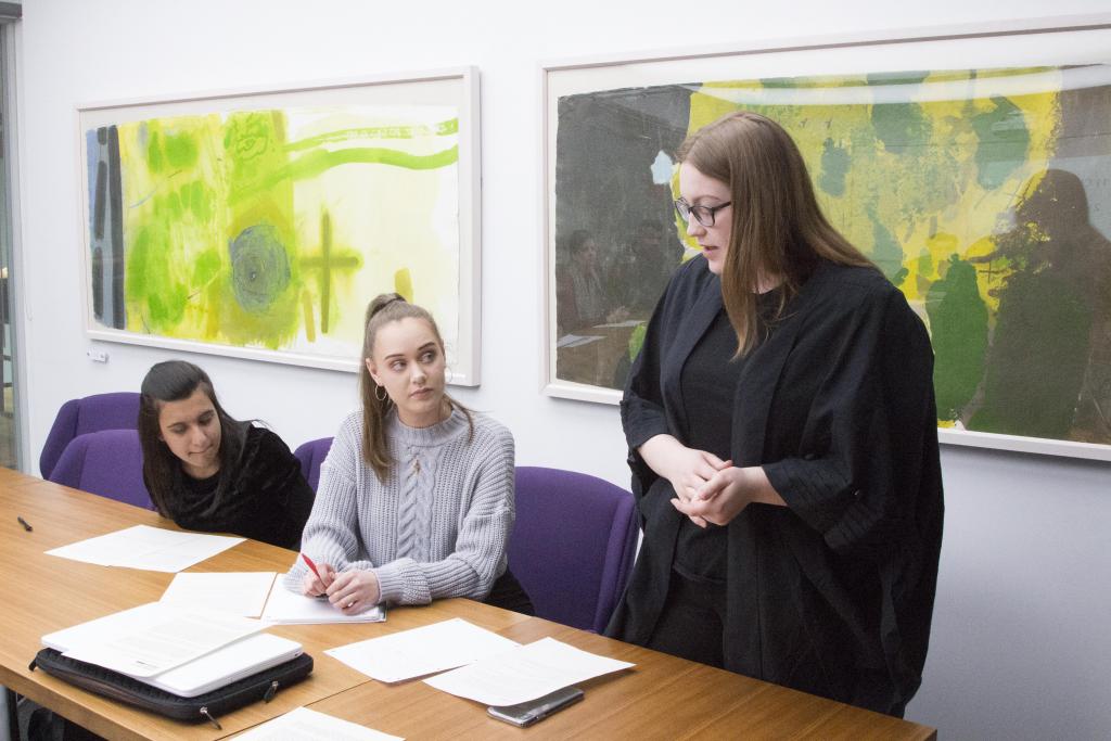 Legal Studies students in mock court set up.