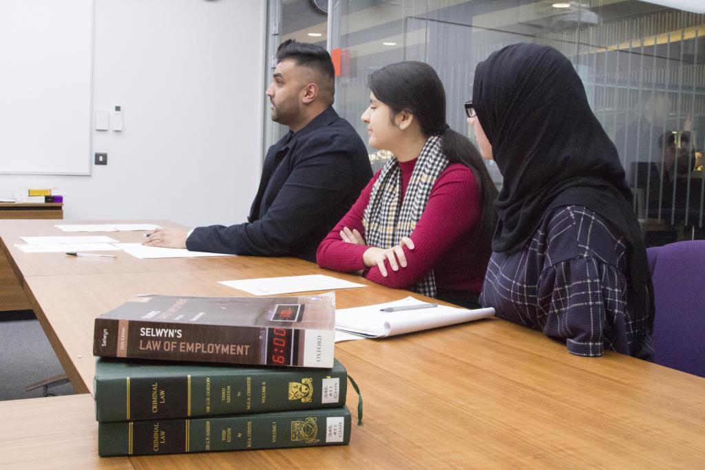 Legal Studies students in mock court set up.