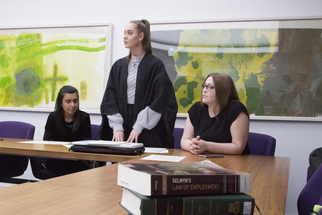 Legal Studies students in mock court set up.