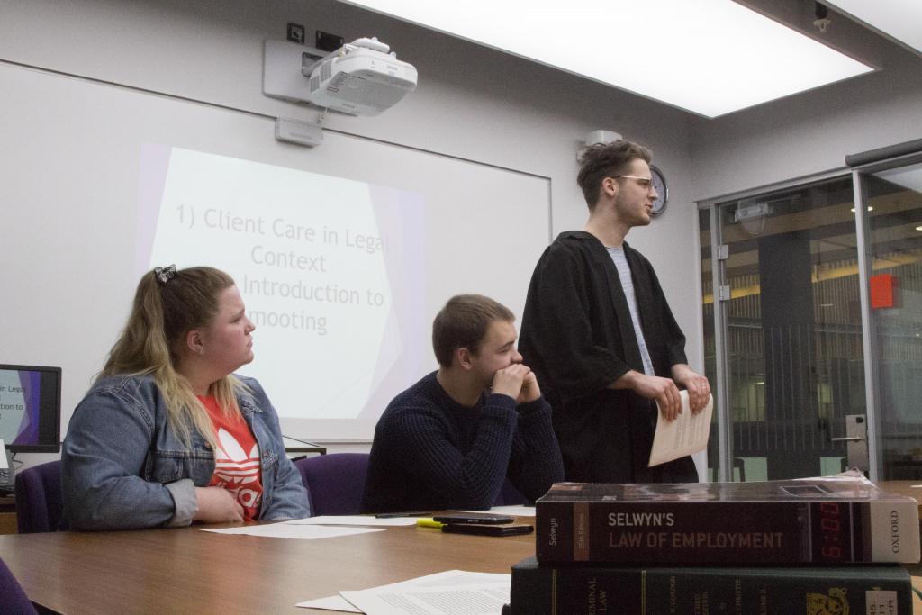 Legal Studies students in mock court set up.