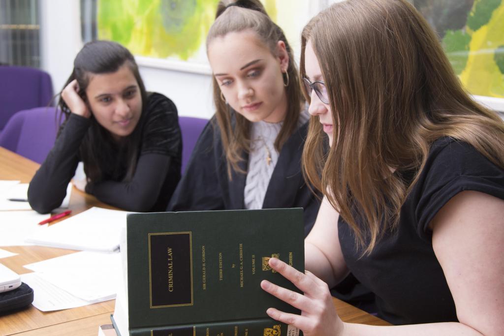 Legal Studies students in mock court set up.