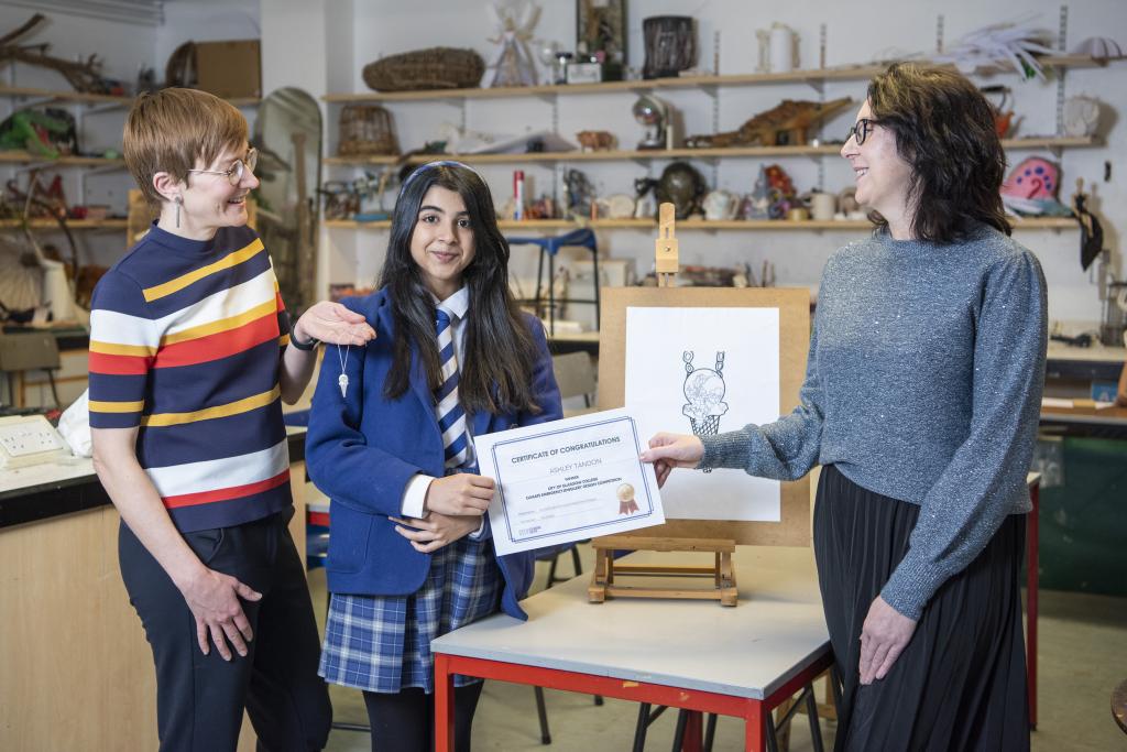 Ashley Tandon and Anne Gallie from Kelvinside Academy and Lisa McGovern of City of Glasgow College..