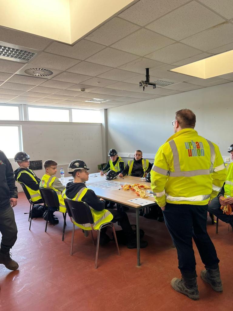 City students receive safety briefing.