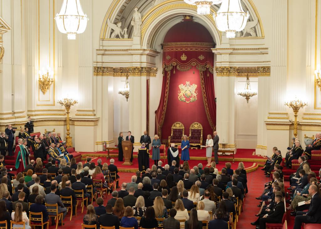 Formal Honours ceremony at Buckingham Palace with Her Majesty The Queen.