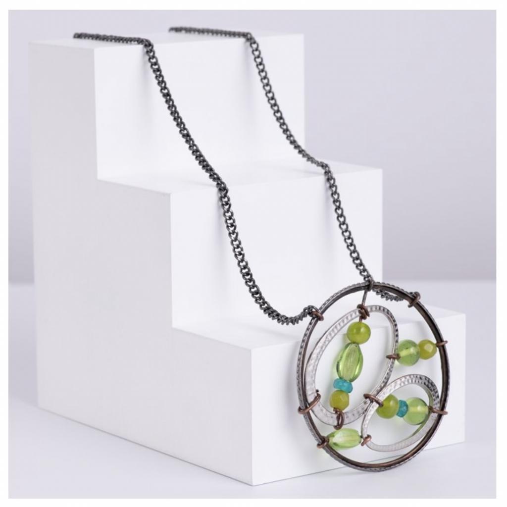 Shades of Green necklace designed by Anne Elizabeth Richard, HND jewellery student