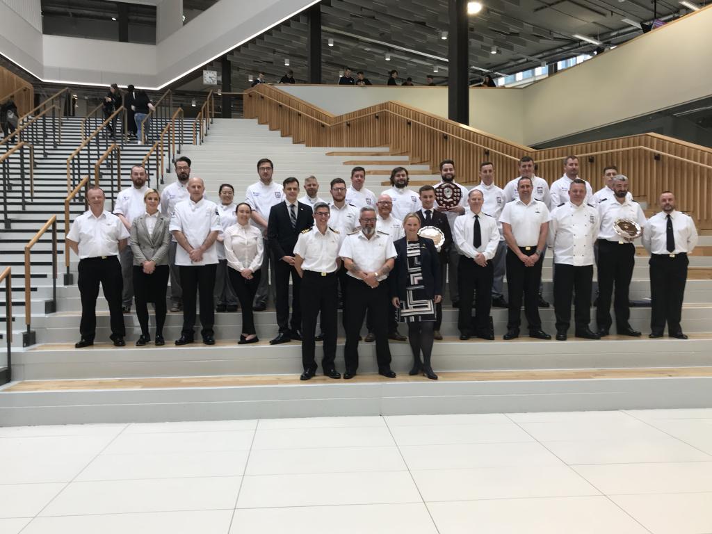Photo of competitors in Royal Navy Cook and Serve Challenge held at City of Glasgow College in 2019