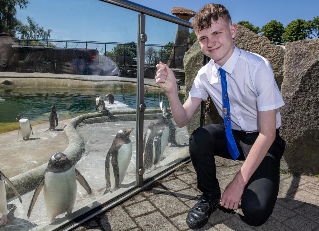 Scott Bannister ith winning design at Edinburgh Zoo Penguin enclosure
