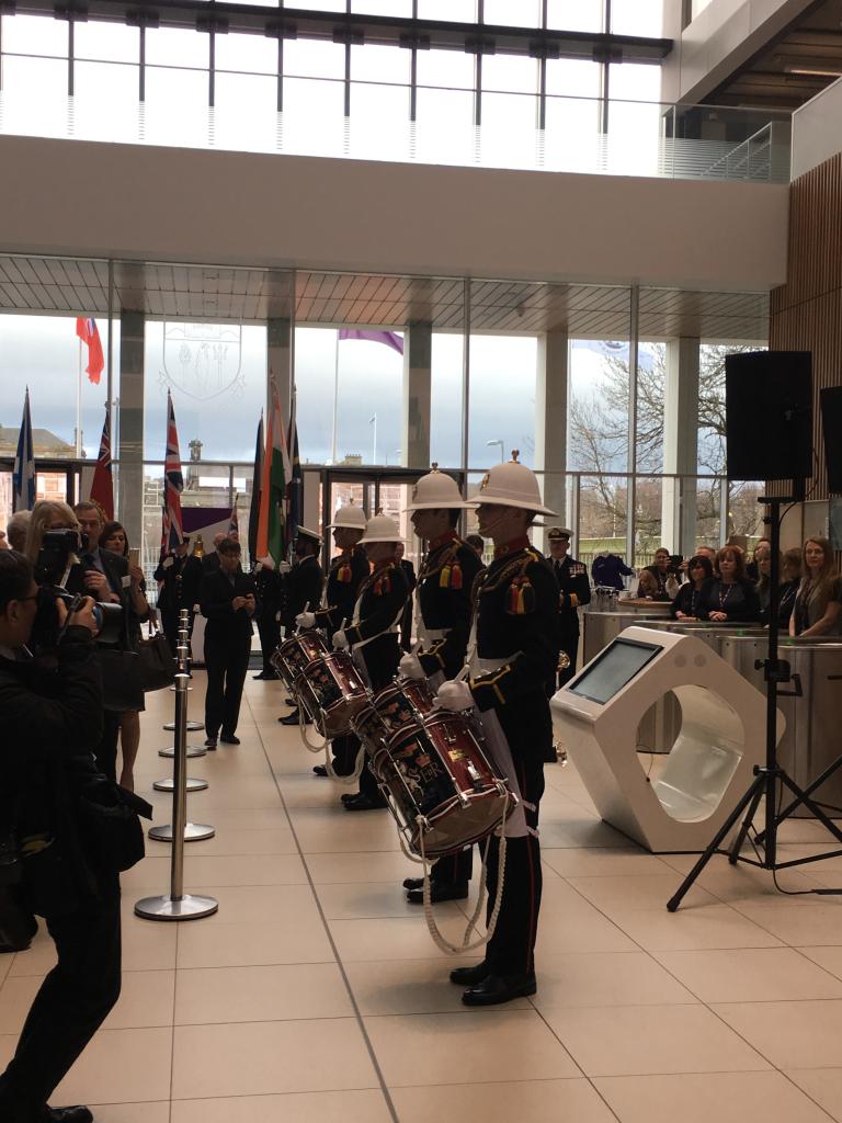 Royal Marine band play at the Maritime 50 celebrations.