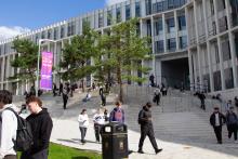 Students walking around outside City Campus