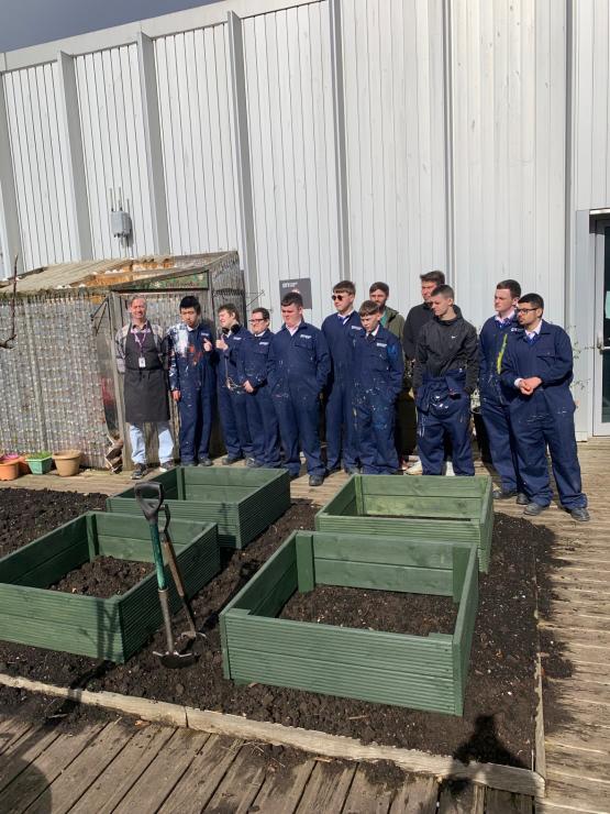 Abercorn students with there completed planters