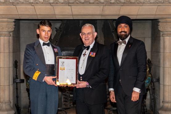 Paul Little and Charendeep Singh from City of Glasgow College receive the Gold ERS Award from His Grace the Duke of Hamilton in the Great Hall at Edinburgh Castle.