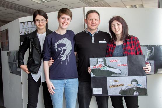 Embracing Diversity - Natalie Good with winning entry 'We Are All Equal' City of Glasgow College - Embracing Diversity Competition