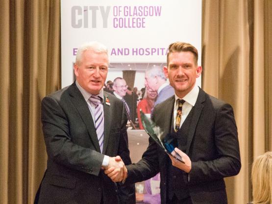 Hospitality students inspired by award-winning restaurant boss Gordon McIntyre, Curriculum Head of Events and Peter Avis pictured