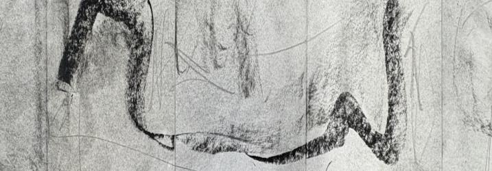 Developmental drawing with condensed/willow charcoal, graphite powder and pencils. 