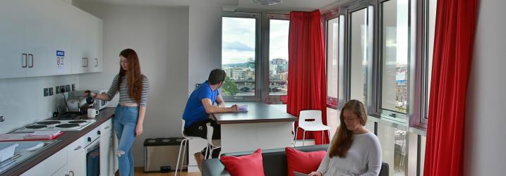 Communal living area in College Halls of Student Residence.