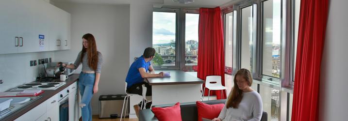 Communal living area in College Halls of Residence.