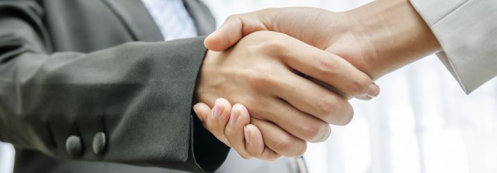 Two people shaking hands.