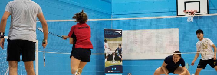 Sport students coaching badminton