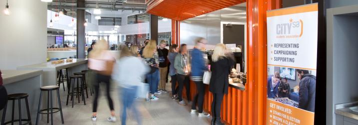 City of Glasgow College Students Association cafe area at City campus.