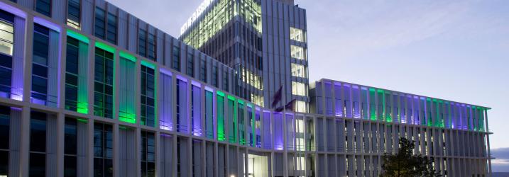 City of Glasgow College Campus at night.