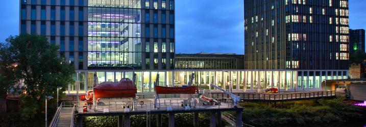 Riverside Campus at night