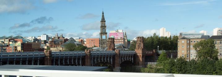 View from our Riverside Campus towards Glasgow city centre