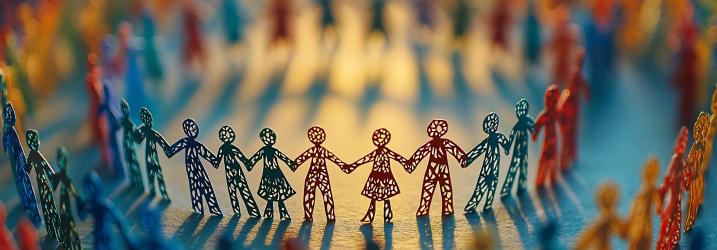 Colorful People Holding Hands in Circle